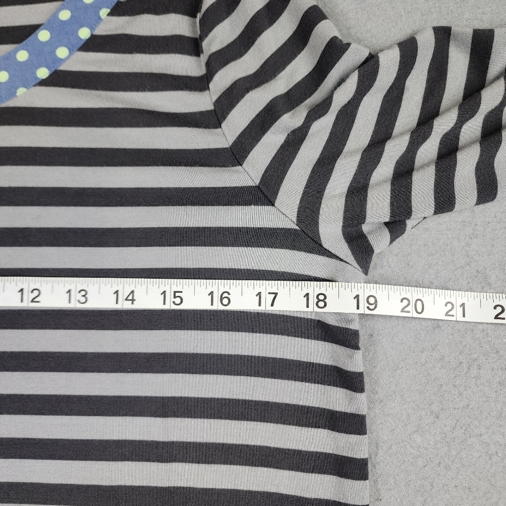 Matilda Jane Striped Polka Dot Tunic Top Small Blue Gray Roll Tab Sleeve Boho - Picture 7 of 9